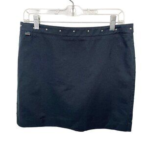 Vtg 90's Ralph Lauren Black Studded 100% Cotton Denim Jean Mini Skirt Women’s 8